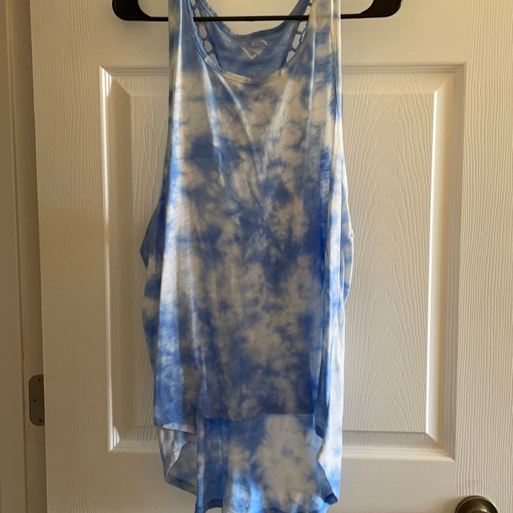 Aeropostale Blue and white tie dye tank top size L